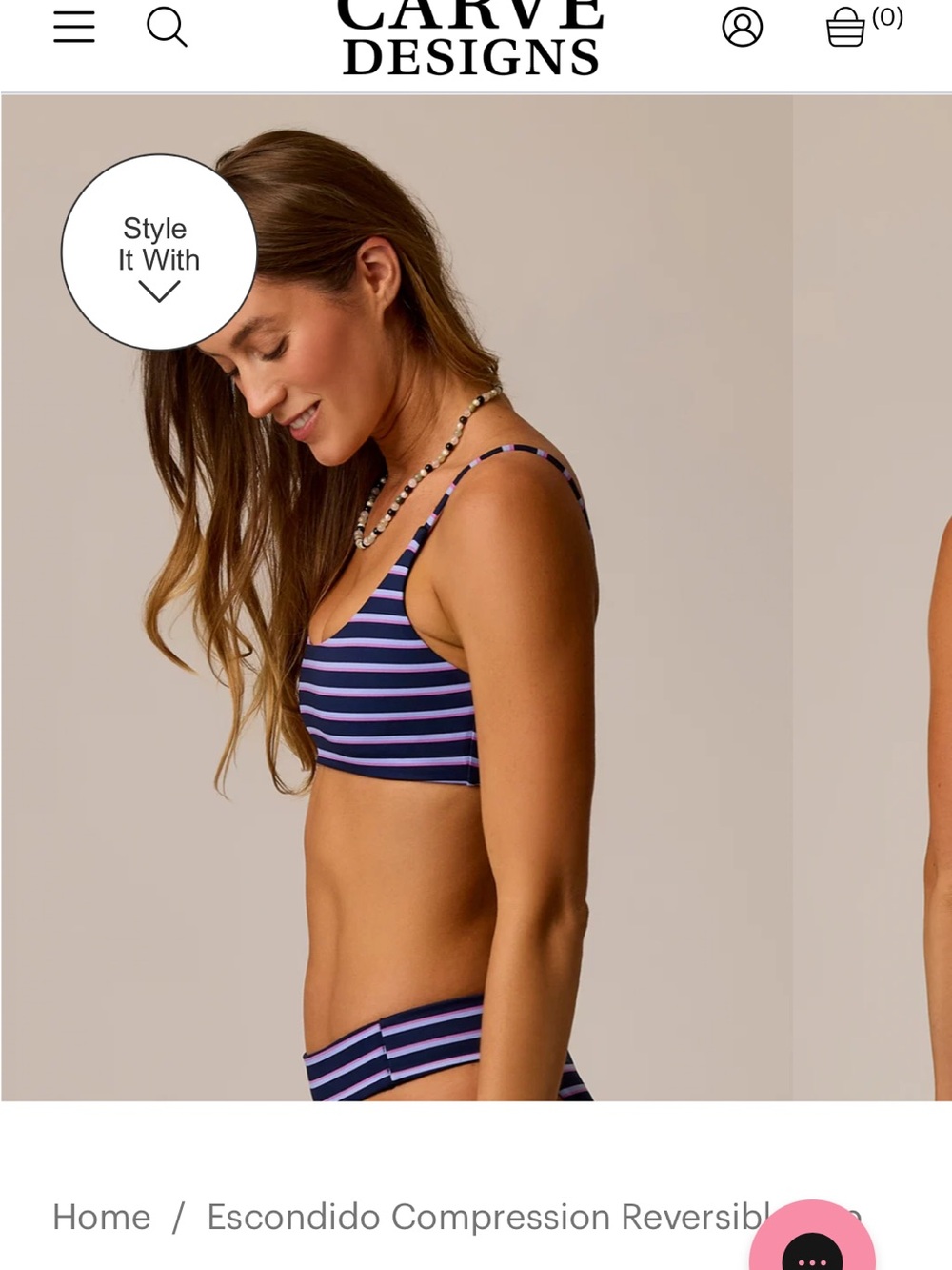 NWT Carve Design Striped Navy White Escondido top and reversible Sanitas bottom